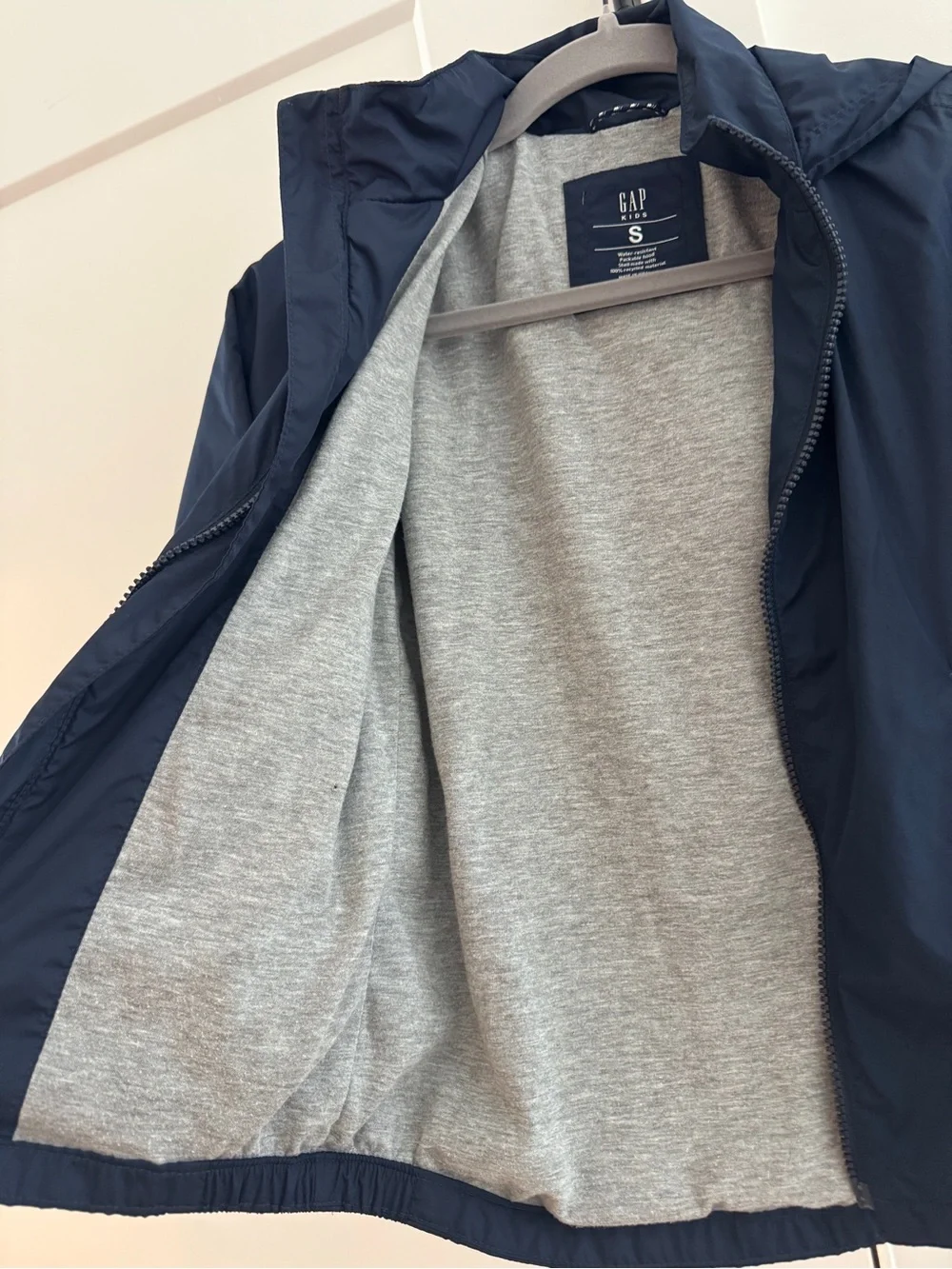 GAP Navy Lightweight Hooded Jacket - Kids | size small